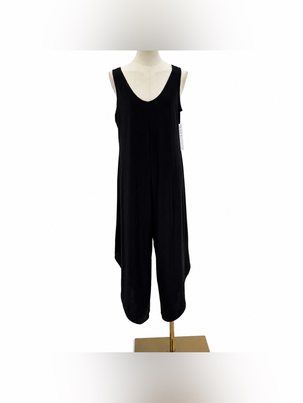 Nicole Miller Black Sleeveless Harem Jumpsuit Relaxed Lounge One-Piece Romper - Picture 3 of 10